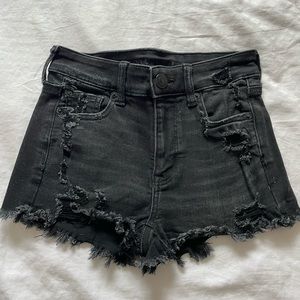 American Eagle Black Ripped Denim Shorts Women’s Size 00